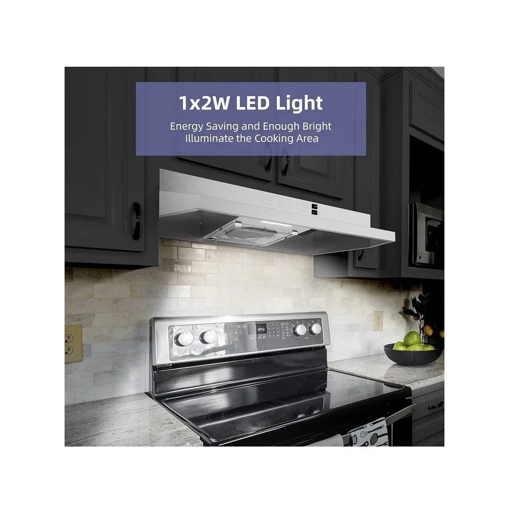 FIREGAS 30‎ Inch Under Cabinet Range Hood Stainless Steel 300 CFM 2 Speed